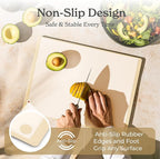 SMIRLY Plastic Cutting Board Set with Holder 4 Pieces, Non-Slip Dishwasher Safe Chopping Boards for Kitchen, Cream White