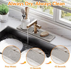 15.7 Inch Stone Faucet Mat for Kitchen Sink Splash Guard, Diatomite Sink Protectors for Kitchen Sinks Behind Faucet, Quick Dry Water Absorbing Stone Tray , Drip Catcher (White, 15.7" x 3.9")
