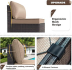 Patio Furniture Sectional Sofa Set 13-Pieces PE Rattan Patio Conversation Set w/43in Gas Fire Pit Table, Outdoor Furniture with 55000 BTU Propane Fire Pit, Sand