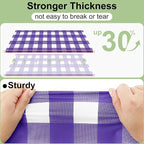 4 Packs Buffalo Disposable Table Cloth, 54 x 108 Inch Waterproof Plastic Tablecloth, Rectangle Purple and White Checkered Table Covers for Picnic, Birthday, Party, Back to School