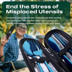 Taplord Portable Travel Silverware Set With Case, Includes 5 Pcs of Travel Utensils With Case, Stainless Steel Flatware Set For Camping, Easy to Travel, Lightweight (Blue)