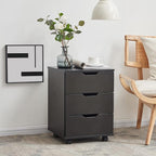 Farini 3-Drawer Vertical Filing Cabinet Rolling Wood Mobile File Cabinets Under Desk for Home Office with Casters (Black, Non-Assembled)