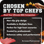 Kitchen perfection XL Silicone Smoker BBQ Gloves -Heat Resistant Oven Mitts | Waterproof, 5-Finger Design For A Better Grip, for Pitmasters, Meat Smoking, Grilling, Cooking, Frying Turkey | Grill Gift