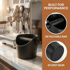 Coffee Grounds Knock Box, Espresso Puck Knock Box, 4 Inch Small Coffee Knock Box with Removable Knock Bar, Non-Slip Base, Compact Grounds Disposal Bin