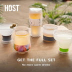 HOST Freeze Beer Glasses, 16 ounce Freezer Gel Chiller Double Wall Plastic Frozen Pint Glass, Set of 4, Black and Grey