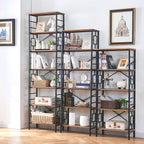HOMISSUE Bookcase,6-Tier Tall Bookshelf Metal Bookcase and Bookshelves, Free Standing Storage Modern Bookshelf for Home Office Living Room and Bedroom, Rustic Brown