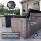 Kullavik 13 Pieces Outdoor Patio Furniture Set with 43" 55000BTU Gas Propane Fire Pit Table PE Wicker Rattan Sectional Sofa Patio Conversation Sets,Black