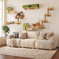 16-in-1 Cat Wall Shelves, Solid Pine Wood Cat Climbing System with Tunnel, Perch, Bridge, Condo and Sisal Scratching Post, Indoor Wall-Mounted Furniture for Cats