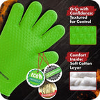KITCHEN PERFECTION Silicone Smoker BBQ Gloves - Heat Resistant Oven Mitts | Waterproof, 5-Finger Design For A Better Grip, for Pitmasters, Meat Smoking, Grilling, Cooking, Frying Turkey | Grill Gift