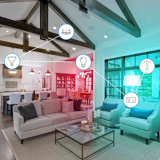 Feit Electric Smart Light Bulbs with RGB Color Changing and Tunable White, 2.4Ghz WiFi Light Bulbs, No Hub Needed, Works with Alexa and Google, Dimmable 60 Watt = LED 9W, OM60/RGBW/CA/AG/3, 3 Pack