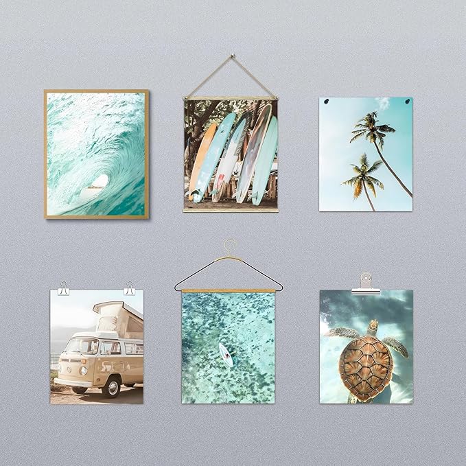 Laywhq Coastal Beach Wall Art Summer Ocean Surf Tropical Canvas Wall Decor Summer Nautical Palm Tree Turtle Surfboard Bus Room Paintings Prints Posters for Bedroom Living Room Set of 6 8x10in Unframed