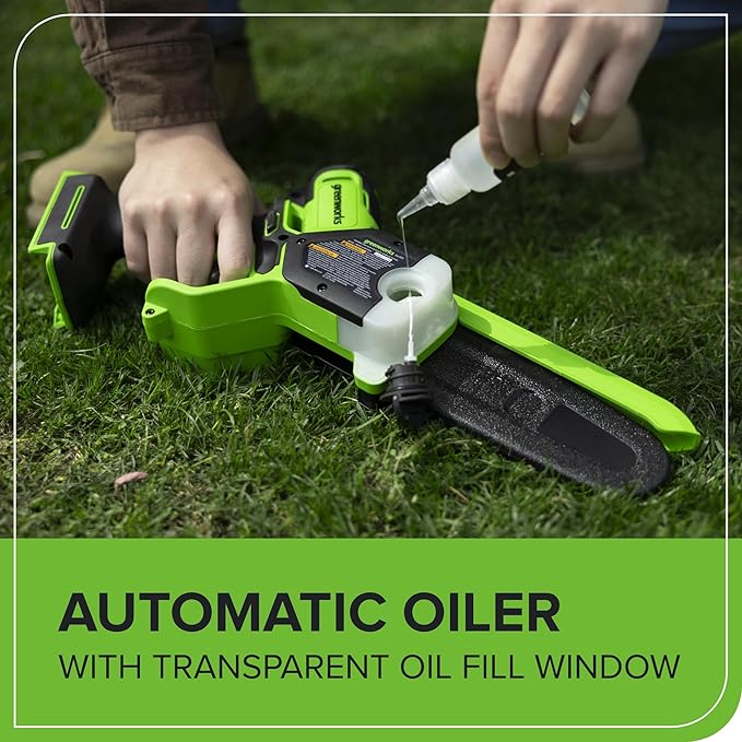 Greenworks 24V 6in BL Pruning Saw w/Auto Oiler, (1) 2.0Ah Battery & 2A Adapter Charger