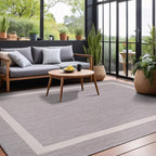Bordered Outdoor Rug 8x10 Washable Outside Carpet for Indoor Patio Porch Waterproof Easy Cleaning Non Shedding Area Rugs Gray 8 x 10