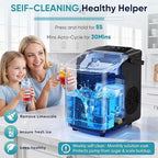 DUMOS Ice Maker Countertop, Ice Machine with Portable Handle, Basket and Scoop, 26lbs Daily, 9 Bullet Cubes in 6-8 Mins, Auto-Cleaning for Home, Kitchen, Office, Outdoors, RV Camping