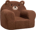 ALIMORDEN Kids Ultra-Soft Snuggle Foam Filled Chair, Toddler Cuddly Sherpa Sofa for Boys and Girls, Large Size Chair Better Support More Comfortable Experience, Caramel Bear