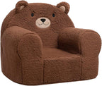 ALIMORDEN Kids Ultra-Soft Snuggle Foam Filled Chair, Toddler Cuddly Sherpa Sofa for Boys and Girls, Large Size Chair Better Support More Comfortable Experience, Caramel Bear