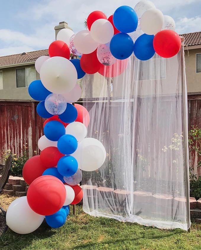 130pcs Red White Blue Balloons Different Sizes 18" 12" 10" 5" Party Latex Balloons for Birthday Graduation 4th of July Independence Day Anniversary New Year Holiday Party Decorations