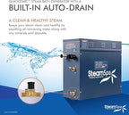 SteamSpa 4.5kW Steam Sauna Generator Executive Bundle 240V Steam Generator with Touch Pad, Steamheads, Pressure Relief Valve, Built-in Auto Drain, LED Light, Filter and Quick Install Kit EXT450OB-A