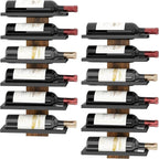 Hoctieon 2-Set 6 Tier Wall Mount Wine Rack, Wall Mounted Wine Bottle Racks for Display and Storage, Hanging Bottle Holder, for Living Room, Dining Room, Bar, Wine Cellar, Rustic Brown
