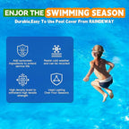 22Ft Pool Covers for(18F)Above Ground Pools, Winter Pool Cover,Heavy Duty Above Ground Pool Cover Includes Winch and Cable,UV Protection, Strength&Durability,Blue/Black(Cover Only)