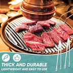 meekoo 6 Pcs 11 Inches Stainless Steel Korean BBQ Grill Tongs Japanese Barbecue Tongs for Cooking Portable Kitchenware Home Outdoor Steak Salad Food