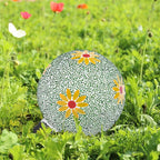 Gazing Ball 8 Inch Flower Glass Mosaic Garden Globe Outdoor Gazing Globe Yard Ornament for Garden Yard Home Lawn Outdoor Decoration Gift for Women (Not Solar Powered)