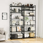 OTK 6 Tier Adjustable Bookshelf, Tall Bookcase, Office Shelf Storage Organizer, Modern Book Shelf for Living Room, Bedroom, and Home Office, Black