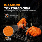TitanFlex Heavy Duty Industrial Orange Nitrile Gloves, 8-mil, Gloves Disposable Latex Free with Raised Diamond Texture Grip, Powder Free, Rubber Glove, Mechanic Gloves,100-ct Box (Small)