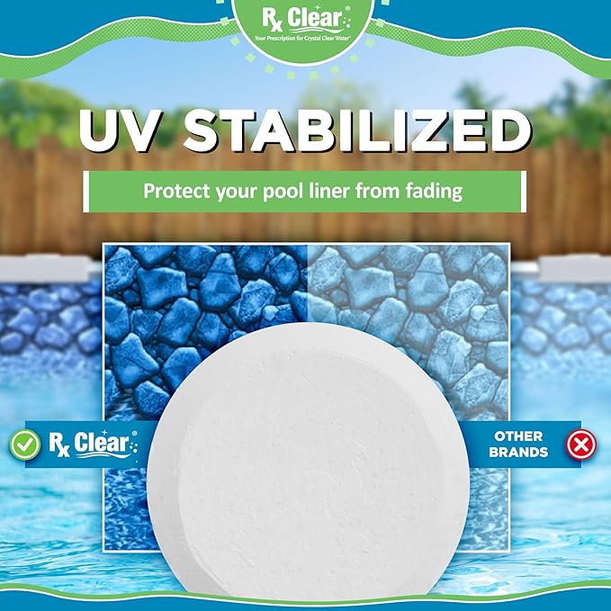Rx Clear 3" Inch Chlorine Tabs | 200 Pounds | Individual Stabilized Chlorinating Tablets for Sanitizing Swimming Pools | Long Lasting, Slow Dissolving, and UV Protected (4 x 50 LB Buckets)