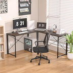 VECELO 59"x59" L Shaped Desk for Computer Gaming Multi-Usage Long 2 Person Table for Home Office Sturdy Writing Workstation, Easy Assembly/Saving Space, Oak Gray