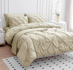 LANE LINEN Split King Size Bedding Comforter Set, Soft 8 Piece Split King Bed in a Bag with 1 King Size Comforter, 1 King Size Flat Sheet, 2 Twin XL Fitted Sheets, 2 Pillowcases & 2 Shams - Linen