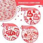Wekapo Stuffed Animal Storage Bean Bag Chair Cover for Kids | Stuffable Zipper Beanbag for Organizing Children Plush Toys Large Premium Cotton Canvas (Heart, X-Large)