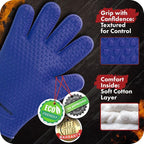KITCHEN PERFECTION XL Silicone Smoker BBQ Gloves -Heat Resistant Oven Mitts | Waterproof, 5-Finger Design For A Better Grip, for Pitmasters, Meat Smoking, Grilling, Cooking, Frying Turkey | Grill Gift