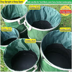 24 Gallon and 32 Gallon Collapsible Trash Can Solid Bottom for Garden Debris Bag,Yard Waste Bag,Pop-Up Trash Can,Recycling Bin,RV Camping Waste Bin,Laundry Hamper,Lawn Grass,Yard Weeds Bags,Leaf Bags