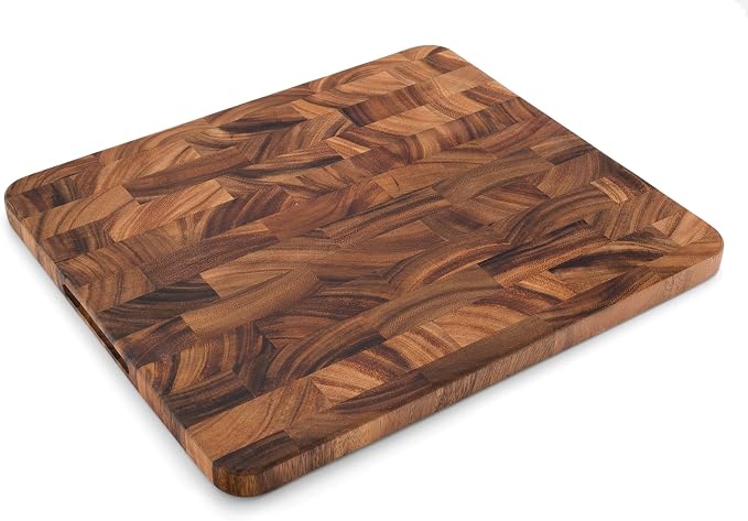 Ironwood Gourmet Oslo End Grain Utility Cutting Board, 14 x 16 Inches, Natural Acacia Wood