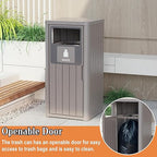 Outdoor Single Barrel Trash Can,Waterproof Resin Garbage Can with Garbage Labels,Durable Waste Bin for Porch, Backyard,Kitchen,for 30 to 39 Gallon Trash Bags