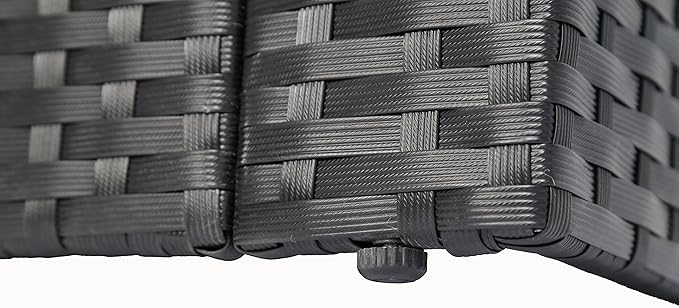 4 Pieces Outdoor Furniture Complete Patio Cushion Wicker P.E Rattan Garden Set, Full, Black