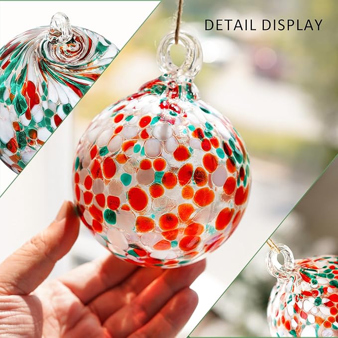 4" Blown Glass Gazing Ball Hanging Friendship Balls for Garden Patio Window Decoration Unique for Mom Wife