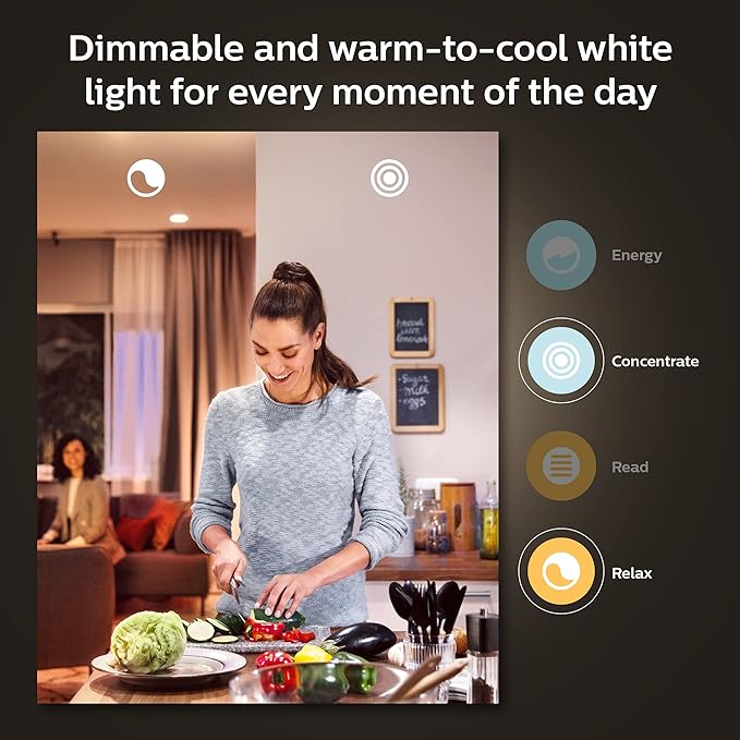Philips Hue Smart 40W B39 Candle-Shaped LED Bulb - White Ambiance Warm-to-Cool White Light - 4 Pack - 450LM - E12 - Indoor - Control with Hue App - Works with Alexa Google Assistant and Apple Homekit