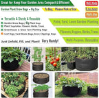 3-Pack 50 Gallon Thickened Plant Grow Bags Large (30x16 in) Heavy Duty Garden Bag Fabric Plant Pots for Potato,Tomato Planter,Herbs Veggies Planting,Flower Pots,Barrel Planter,Yard Waste Bag,Leaf Bags