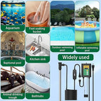1500W Titanium Fully Submersible Portable Electric Immersion Large Pool & Hot Tub Water Heater with LCD Thermostat & GFCI Leakage Protection, Ideal for Baptistry, Bathtub, Bucket, Swimming Pool (GY)