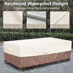 okcool Outdoor Coffee Table Cover,Waterproof Rectangular Patio Small Side Table Cover,48 x 28 x 16 inch, Outdoor Table Covers Waterproof Rectangle,Beige & Brown