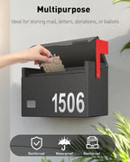 Uniclife Wall Mount Mailbox for Outside (No Locking Mechanism) | Flag & Number Stickers, Large Metal Mail Box for House, Modern Post Box for Outdoor Office Home