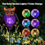 HONGLAND Solar Lights Outdoor Decor Waterproof, Solar Owl Garden Decorative Stake, Whimsical Gardening Gifts for Women Mom, Owl Outdoor Lights for Yard Patio Lawn Decor