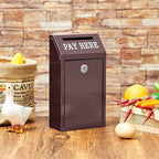 Yaocom Safe Metal Cash Box for Farm Stand – Money Drop and Secure Donation Collection, Wall Mount Lockable Unit with Pre Drilled Holes for Outdoor Self Serve(Brown,10.2 x 5.7 x 2.8 Inch)
