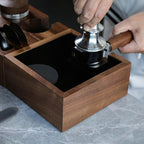 Wooden Espresso Knock Box Walnut Dump Bin for Coffee Grounds Disposal Durable, Shock-Absorbent Espresso Machine Accessories, Easy to Clean Tamper Station