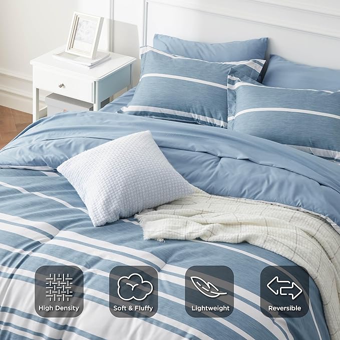 Bedsure Twin Comforter Set with Sheets - 5 Pieces Twin Bedding Sets, Twin Bed in a Bag