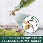 COOK WITH COLOR Glass Olive Oil Bottle Dispenser - 2 Pack- 17oz Oil and Vinegar Cruet - Olive Oil Carafe Decanter for Kitchen, Champagne Bubbles, Green