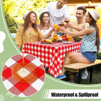 4 Packs Buffalo Disposable Table Cloth, 54 x 132 Inch Waterproof Plastic Tablecloth, Rectangle Red and White Checkered Table Covers for Picnic, Birthday, Party, Back to School