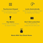 Yale Assure Lever Entry Door Lock with Wi-Fi Connected Touchscreen, Satin Nickel Smart Keypad Door Lock with Handle, Back-Up Key, and Z-Wave Compatibility, YRL226-ZW2-619